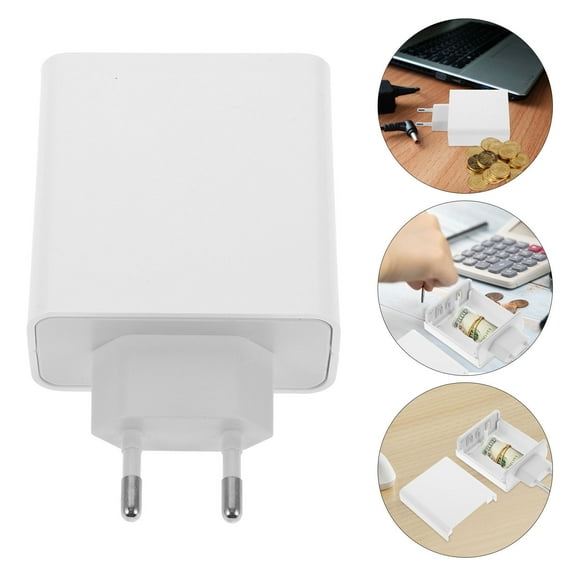 BESTOYARD Hidden Storage Box Charger Shaped Metal and Plastic Safe Storage for Cash and Small Items