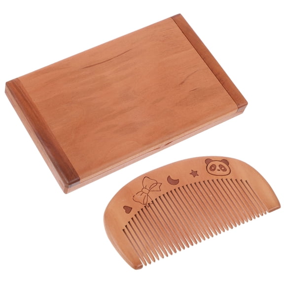 BESTOYARD Brown Wooden Folding Mirror with Comb Portable Compact Mirror for Makeup and Travel