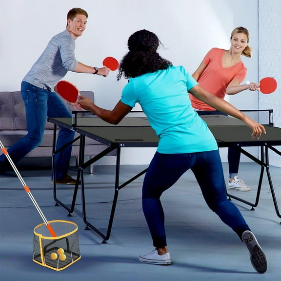 BESTOYARD Portable Table Tennis Ball Picker 1 Set Adjustable Pingpong Ball Collector with Retrieval Net for Easy Picking and Storage