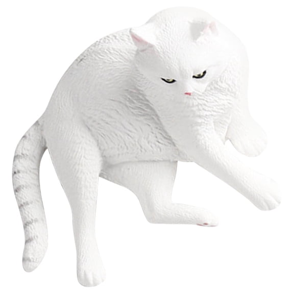 BESTOYARD White Plastic Garden Cat Decor Statue Decorative Small Cat Ornament for Outdoor Yard