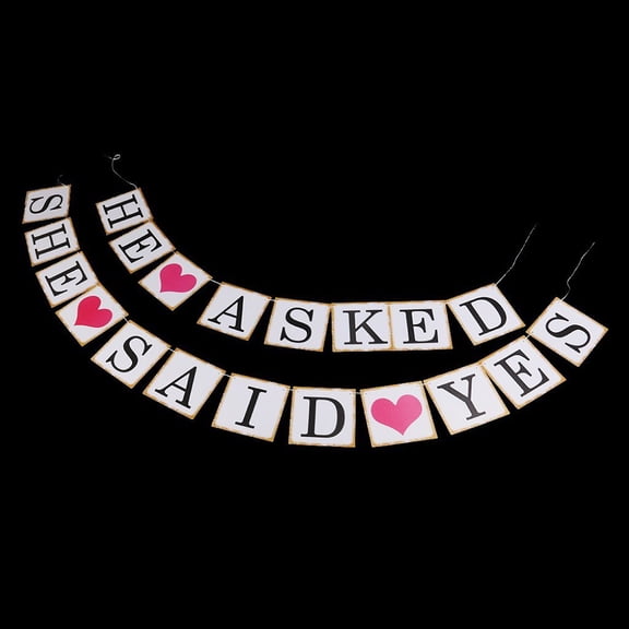 BESTOYARD Assorted Color Wedding Party Bunting He Asked She  Yes Cardboard