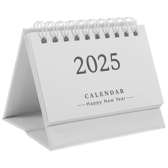 BESTOYARD Daily Use White Desk Calendar 2025 Standing Calendar with Note Space for Office Accessories