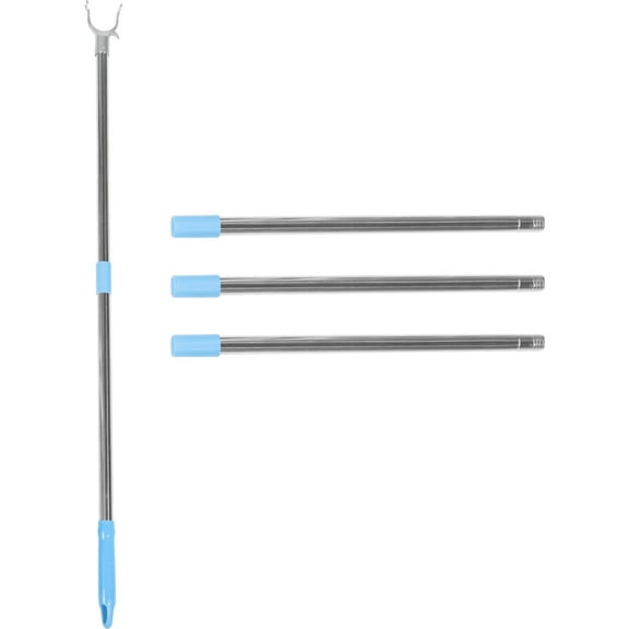 BESTOYARD Strong Sky Blue Clothes Reach Pole Adjustable Clothesline Rod for Hanging Clothes and Lights