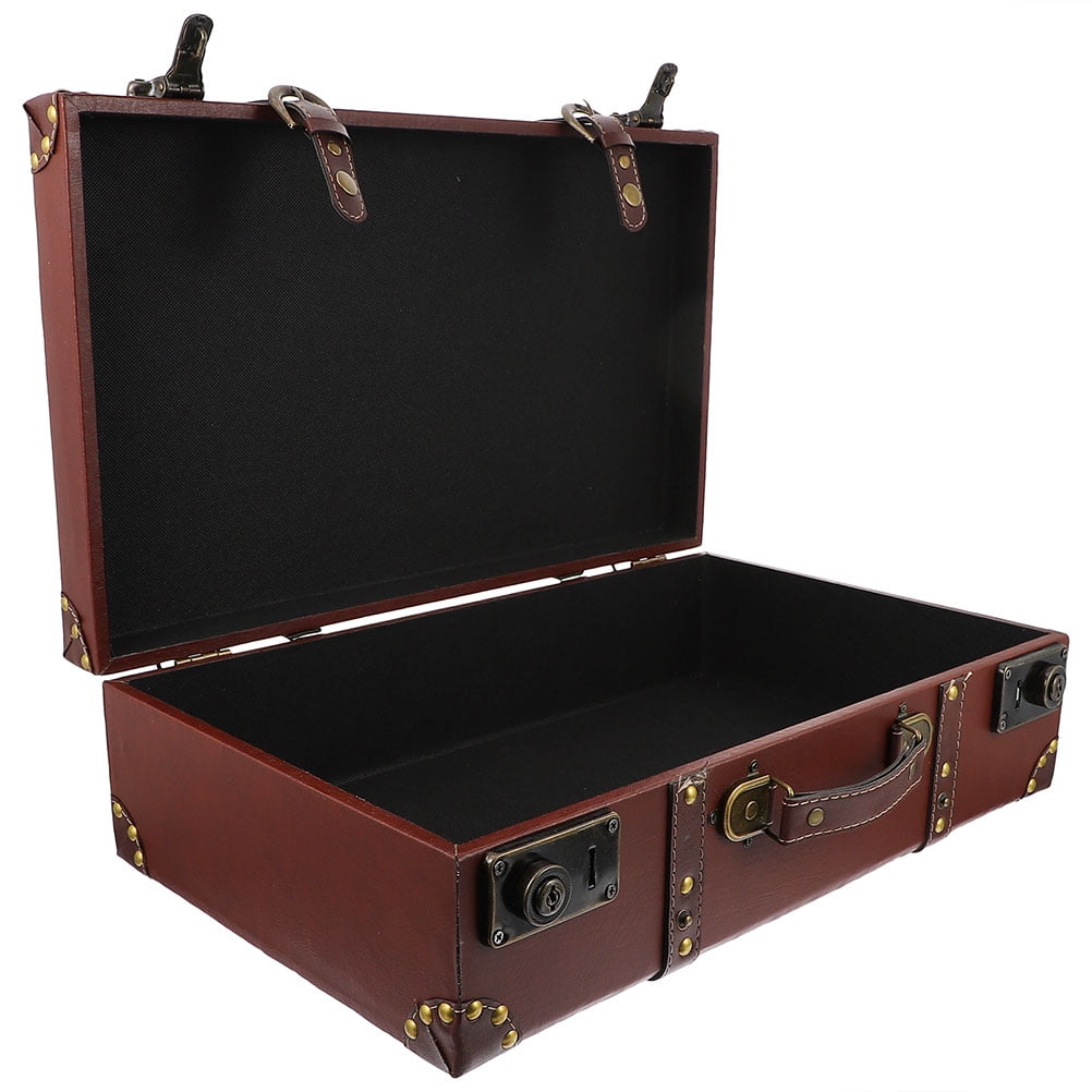 BESTOYARD Vintage Style Suitcase Storage Box Brown Density Board for Photos Souvenirs
