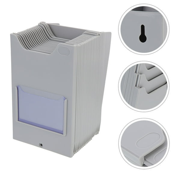 BESTOYARD Grey Plastic Time Card Rack for Office and Warehouse Employee Badge Storage