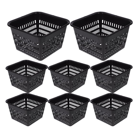 BESTOYARD Waterproof Black Plastic Net Pots for Hydroponics and Gardening 8Pcs
