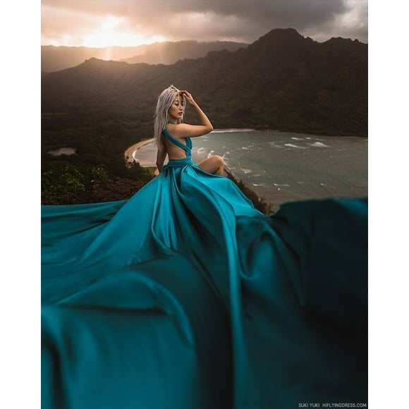 Long Flying Dress For Photoshoot Santorini Flowy Unique Women's Handmade Dresses