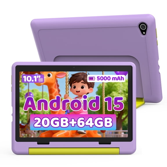BESTSKI Android 14 10inch Kids Tablet with Protective Case,Octa-Core,8GB RAM+64GB Rom(1TB Expandable)Dual Camera,Parental Control,Pre-Intalled KIDOZ,Great Gift for Toddler-Purple