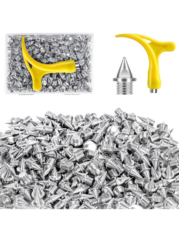 1/4 Inch Track Spikes,220Pcs Stainless Steel Pyramid Shoe Spikes with Spike Wrench for Track and Cross Country,Replacement Spike for Short Running Shoes