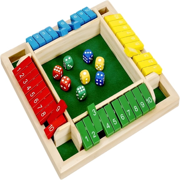 BESTSKY 1-4 Players Shut the Box Dice Game,10 Numbers Traditional Wooden Pub Bar Board Game,Family Classics Tabletop Version Games for Classroom,Party,Or Pub