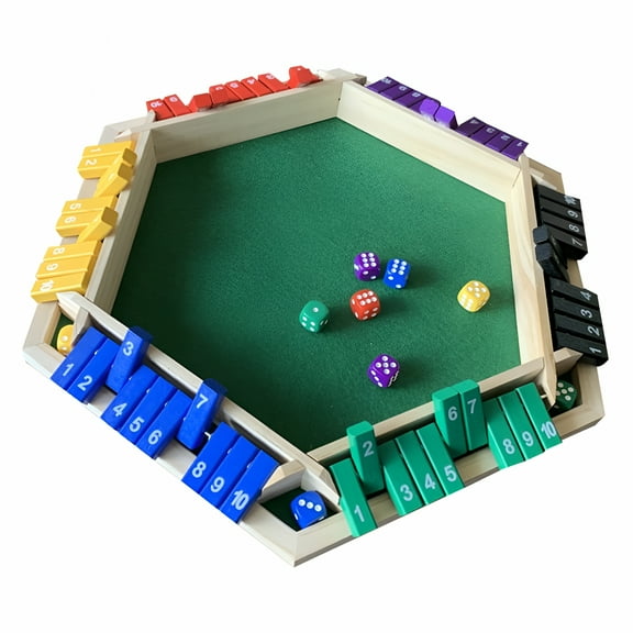BESTSKY 1-6 Players Shut the Box Dice Game Wooden Board Table Math Game Tabletop Games Green