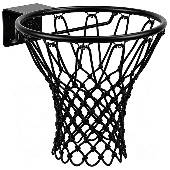 BESTSKY 1 Pack Black Nylon Basketball Net Replacement, 12 Loops Basketball Hoop Net | Heavy Duty, All Weather Anti-Whip Anti-Tangle Basket Ball Net for Indoor Outdoor Standard Rim