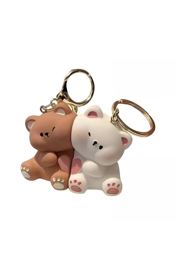 1 Pair Couple Keyring Pendant Cartoon Bear Hug Theme Pendant Keychain Magnetic Design Keychain Bag Decoration Birthday Gift