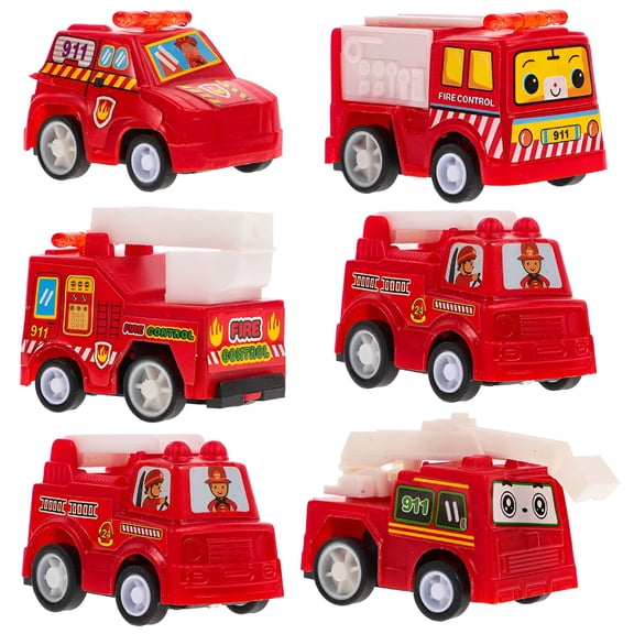 BESTSKY 1 Set/6pcs Construction Vehicle Toy Trucks Mini Size Push and Go Sliding Fire Truck Car Models Early Educational Toy for Children over 3 Years Old Boys Girls Kids Gift