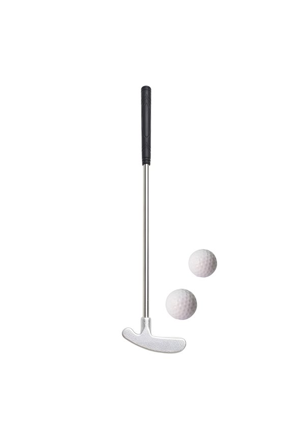 1 Set Mini Golf Putter Club with 2 Golf Balls TPR Grip Right Left Handed Stainless Steel Golf Club Kids Adults Table Game Golf Putter Training