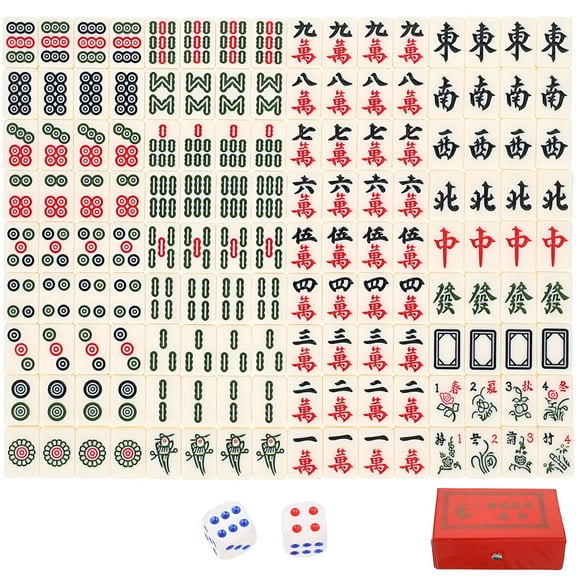 BESTSKY 1 Set Mini Mahjong Game Portable Travel Mahjong Set Classic Gathering Party Game