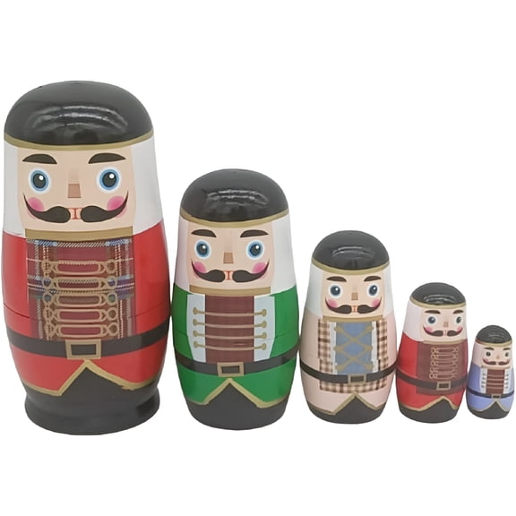 BESTSKY 1 Set Nutcracker Russian Nesting Toys Wooden Stacking Dolls Nutcracker Dolls