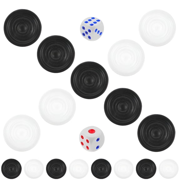 BESTSKY 1 Set Plastic Backgammon Pieces Black White Checkers Pieces Board Game Accessory