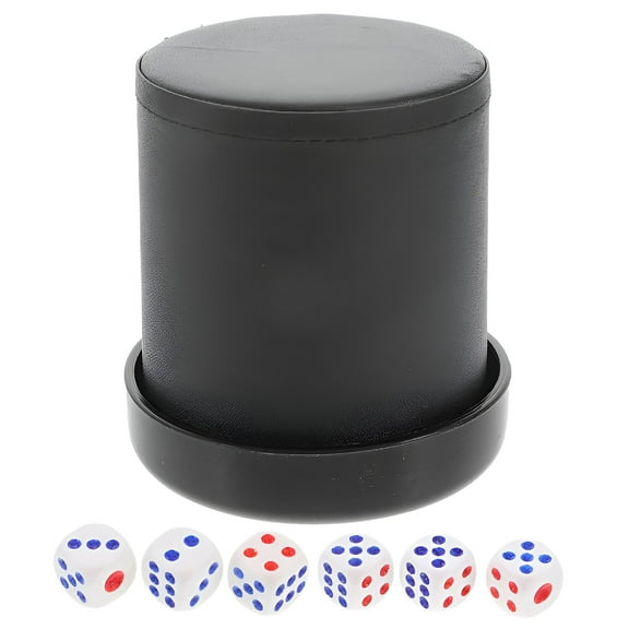BESTSKY 1 Set Silent Dice Shaker with Base Noise-Reducing Dice Cup with Dices PU Leather Dice Shaker for Party Game Props and KTV Quiet Dice Shaker Set