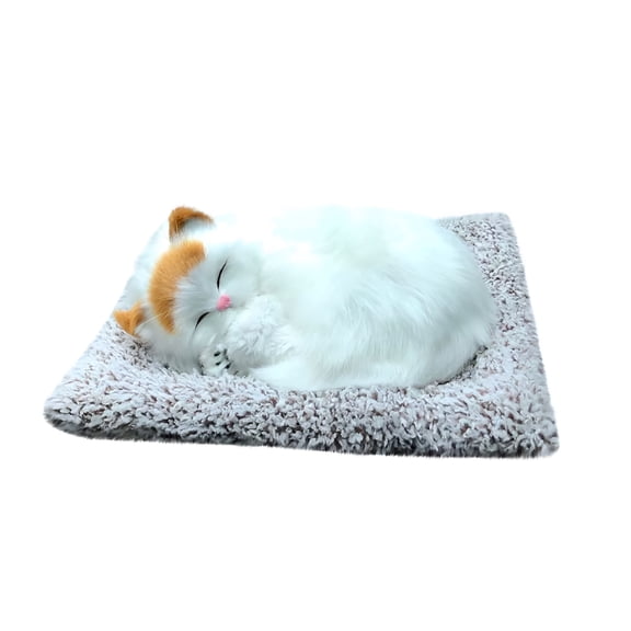 BESTSKY 10.6*7.5in Plush Lifelike Pet Doll Toy,Realistic Dog Cat Stuffed Breathing Sleeping Animal With Mat Birthday Gifts for Kids Boys Girls