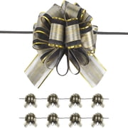 BESTSKY 10 PCS Large Pull Bow Gift Wrapping Bows,Pull Bow with Ribbon for Wedding Gift Baskets,Party Gift Wrap Bows,Presents Decorating Bows Black