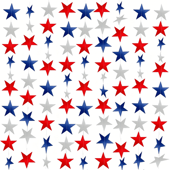 BESTSKY 10 Pack 4Th of July Decorations Red White Blue - 130Ft/330 250Th Anniversary Patriotic Star Streamers Banner Garland Hanging Independence Day Memorial Day