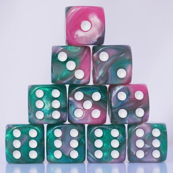 BESTSKY 10 Pc 16Mm Acrylic Dice Set for Rpg Mtg Dnd Dice Table Games ...