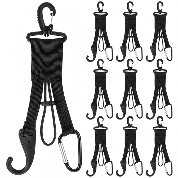 BESTSKY 10 Pcs 3-In-1 Baseball Softball Organizer with Glove Clips, Bat Holder & Helmet Hook for Fence, Backpack, Bag, Water Bottle, Camping Gear Baseball Glove Clip (Black)
