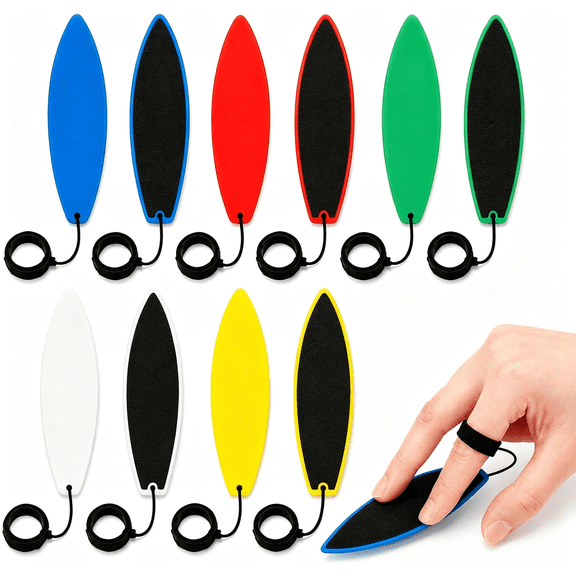BESTSKY 10 Pcs Finger Surfboard,Mini Surfboard for Car Riding Teens Adult|Finger Boards,Improves Finger Coordination,Frosted Design for Longer Slip-Off,Durable PlasticRed,White,Blue,Yellow,Green