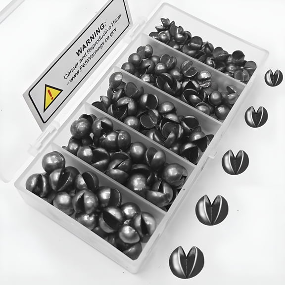 BESTSKY 100/150Pcs Split Shot Fishing Weights Premium Removable Fishing Sinkers, 5/6 Sizes Assortment (0.02oz0.14oz) for Freshwater & Saltwater Fishing, for Bass, Trout, Panfish, Surf, Pier