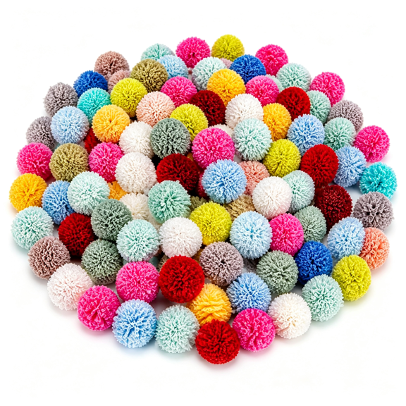 BESTSKY 100 Pcs Pom Poms for Crafts-Colorful Mini Mesh Balls 1/2"|Elastic Yarn Puff Balls for Diy Projects,Party Decorations,Hat Embellishments,Christmas Holiday Crafts&Handmade Gifts