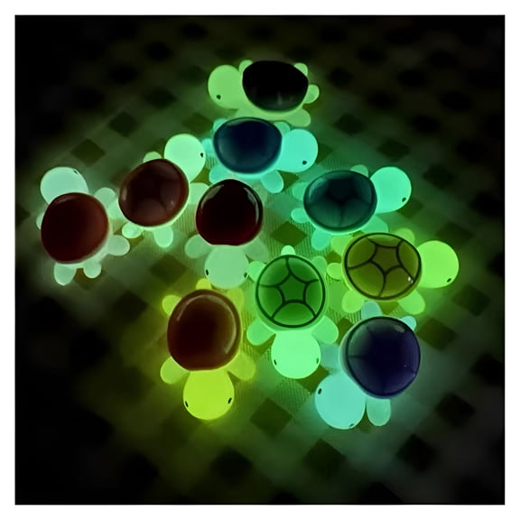 BESTSKY 100Pc Mini Resin Animal Turtle Glow in the Dark, Pieces Miniature Items Dolls Hideable, Little Turtle for Garden Decoration Dollhouse Miniature (Random Color)