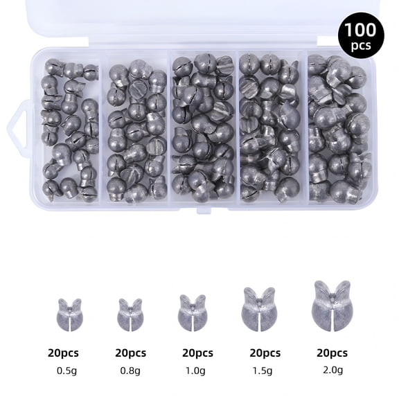 BESTSKY 100Pcs Lead Split Shot Fishing Weights, Removable Round Sinkers Assortment for Freshwater and Saltwater Angling, Lake, River, and Ocean