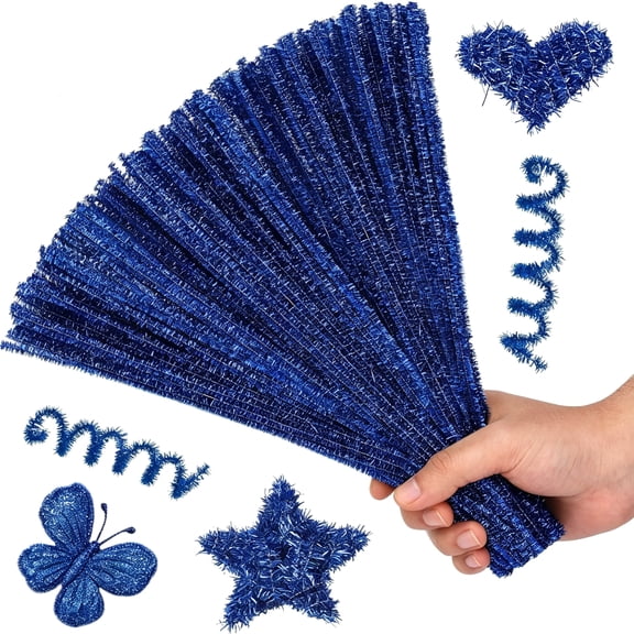 BESTSKY 100Pcs Pipe Cleaners,Royal Blue Chenille Stems Craft Supplies Pipe Cleaners Craft Supplies,Pipe Cleaners Fuzzy Sticks for Diy Art and Craft Projects Home Decoration