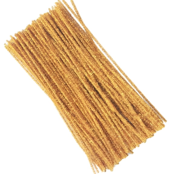 BPPEG 100pcs Gold Glitter Pipe Cleaners Chenille Stems Sparkly Craft Supplies