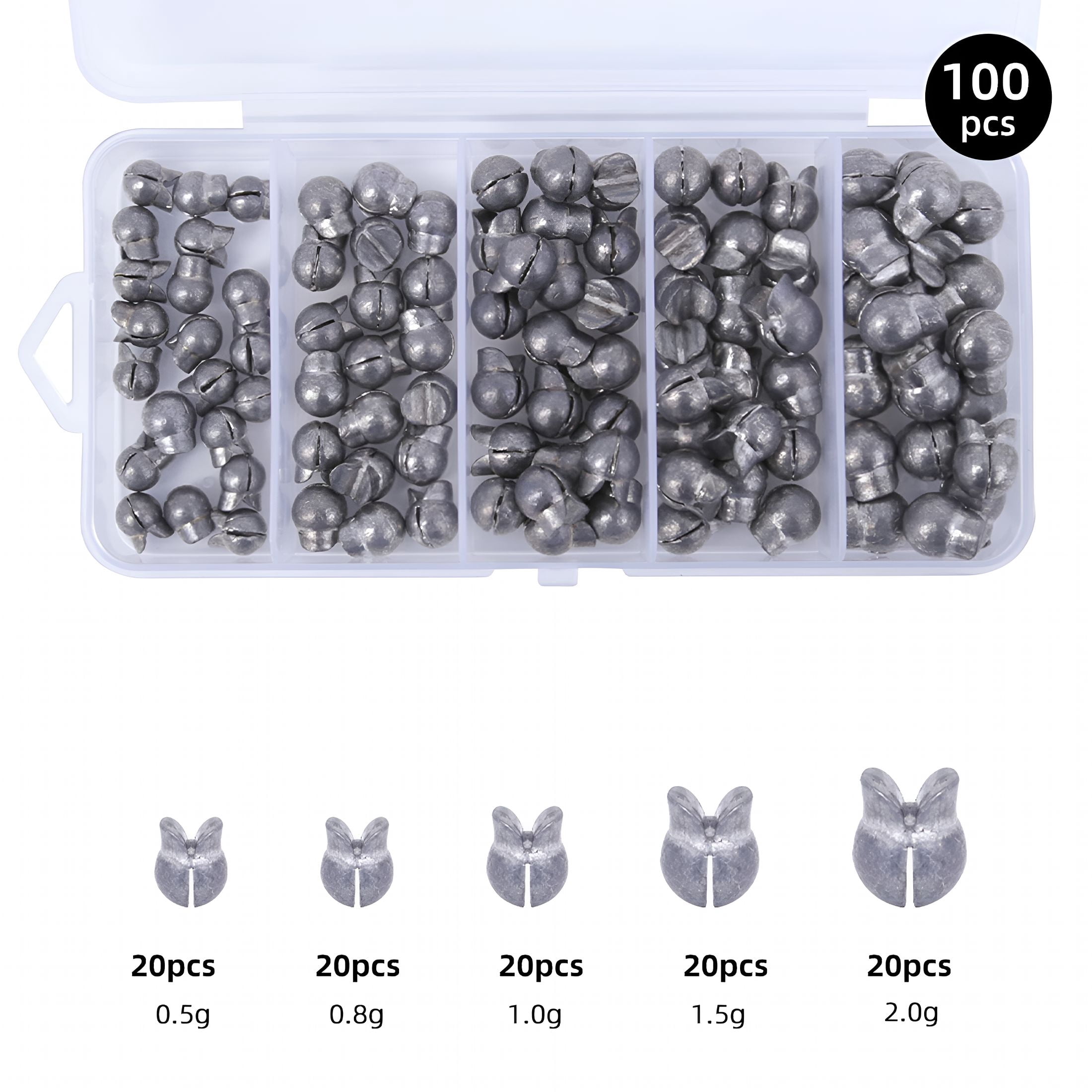BESTSKY 100pcs Split Shot Fishing Weight Sinkers Removable Round ...