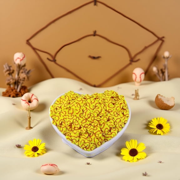 BESTSKY 10G Yellow Softball Polymer Clay Slices (5Mm),Diy Craft and Nail Art Decor,Sprinkle Clays for Sports Fans,Gifts for Crafters,Modeling Clay Dough and Faux Crafts