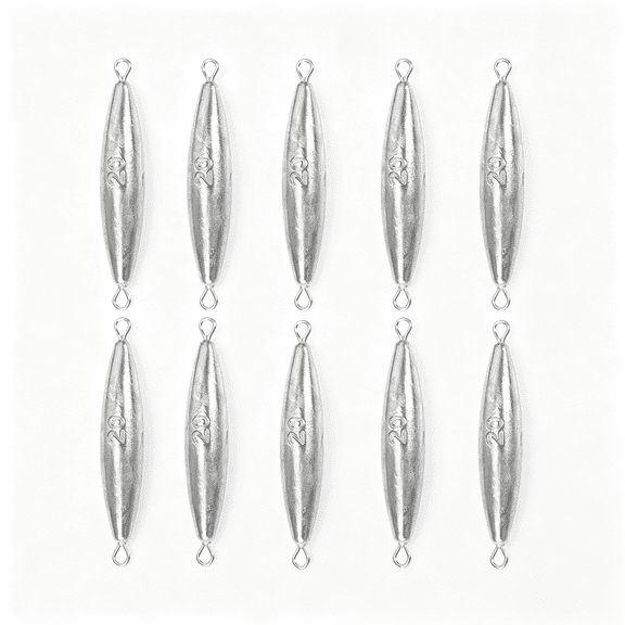 BESTSKY 10Pcs Fishing Weights Torpedo Sinkers Inline Trolling Sinkers Weights Kit Fishing Sinkers Catfishing Sinkers Saltwater Fishing Torpedo Weights Double Ring Sinkers-1Oz(30G)