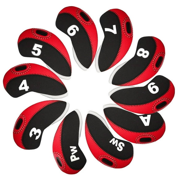 BESTSKY 10Pcs Golf Club Covers,Golf Head Covers,Putter Cover,Red