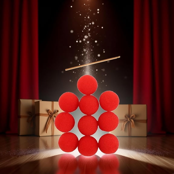 BESTSKY 10Pcs Red Sponge Balls Soft Magic Tool Sponge Balls,Lightweight Mini Street Classical Comedy Trick Props Magic Kits and Accessories Novelty and Gag(2.5Cm)