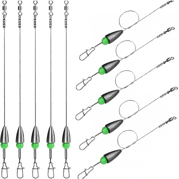 BESTSKY 10pcs Bullet Sinkers Carolina Ready Rigs Pre Rigged Carolina Rigs Fishing Weights