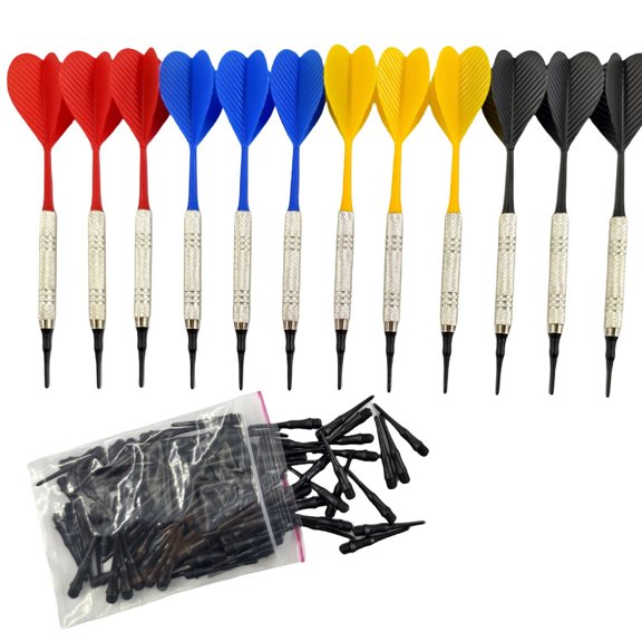 BESTSKY 112Pcs Darts Comfortable Aluminum Alloy Dart Shafts,Soft Darts Plastic Tips for Wall Protection,Streamlined High-Accuracy Dart Flights,Style3,112