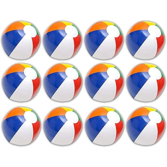 BESTSKY 12" Bulk Pack of 12 Classic Inflatable Beach Balls-Beach Toys-Party Pack-Bulk Beach Balls(1 Dozen),Large Beach Balls,Pool Ball