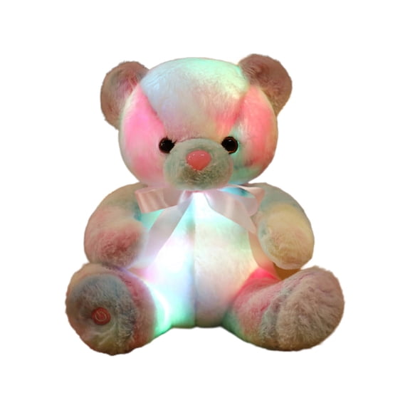 BESTSKY 12 Inch Weighted Stuffed Bear with LED Night Light, Soft Plush Sleep Aid, Kids Bedtime Gift