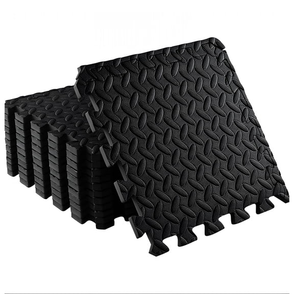 BESTSKY 12-Pack Extra Thick Gym Floo Mats - Protective EVA Foam Exercise Mats, for Yoga, Workouts, and Home Gyms