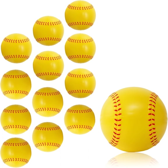 BESTSKY 12 Pack Foam Softballs 12 Inch, 3.5 oz Lightweight PU Foam Training Balls for Batting Fielding Pitching Drills, Yellow Practice Soft Toss Balls for Indoor and Outdoor Skill Development