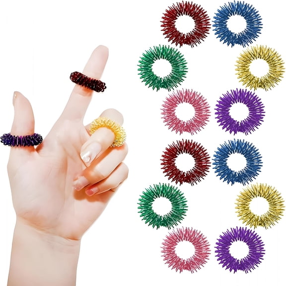 BESTSKY 12 Pcs Acupressure Rings, Silent Spiky Fidget Toys for Anxiety
