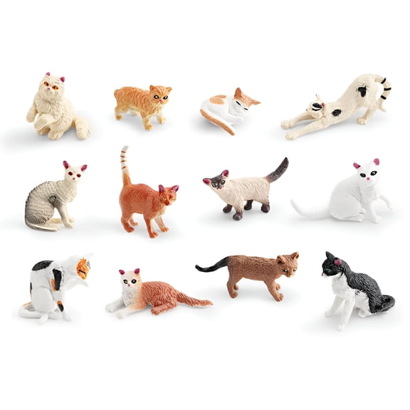 BESTSKY 12 Pcs Cat Figurines for Kids Simulation Mini Dog Cat