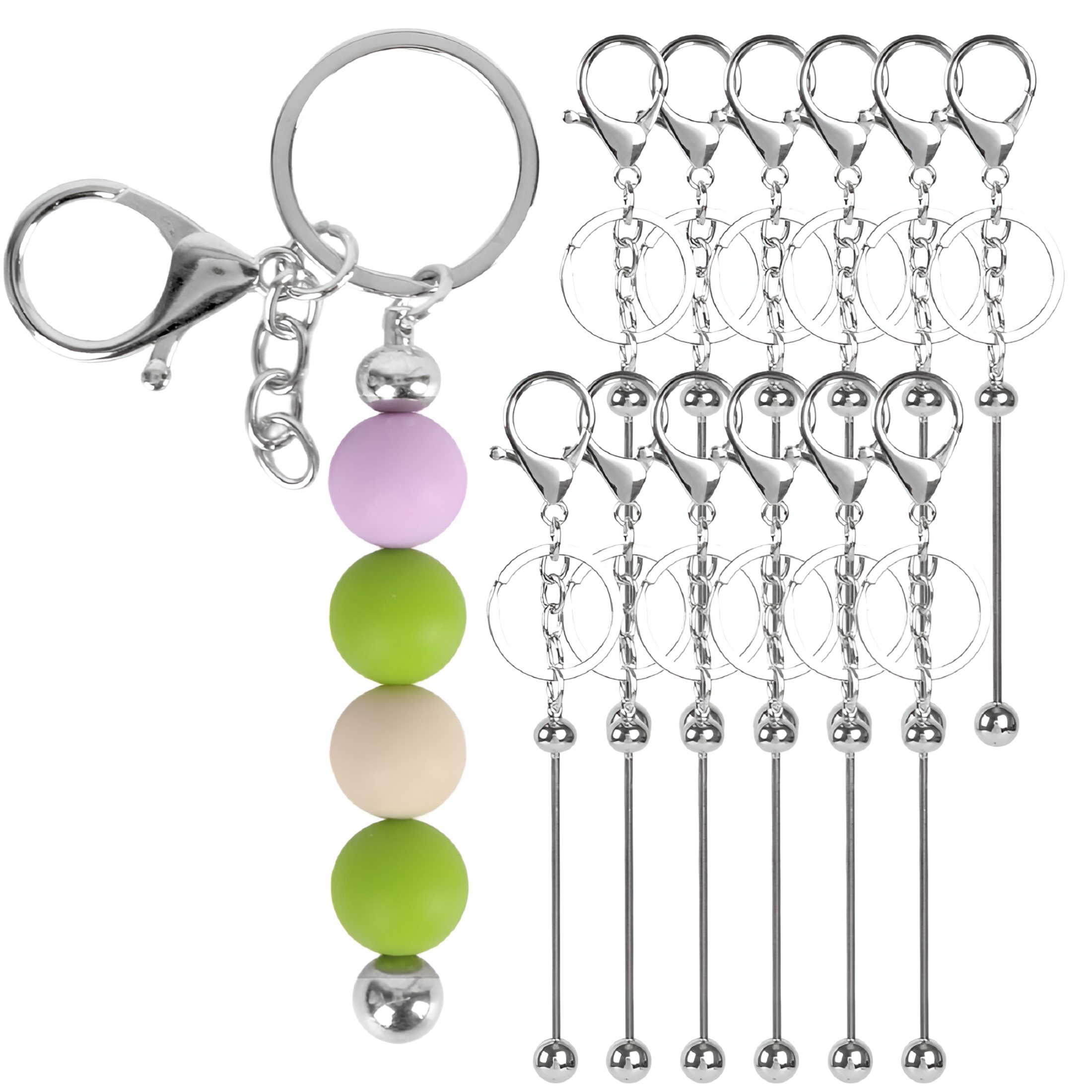 BESTSKY 12Pcs Beadable Keychains Bars Assembled Beadable Keychains ...