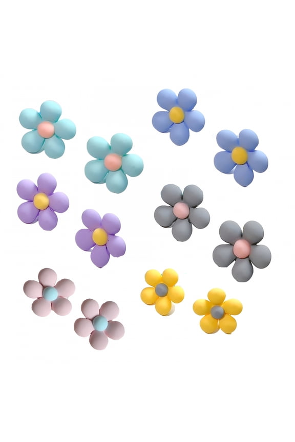 12Pcs Colorful Flower Shoe Charms, Matte Resin Croc Jibbitz, Multi-Purpose Accessory for Hair Ties and Decorations